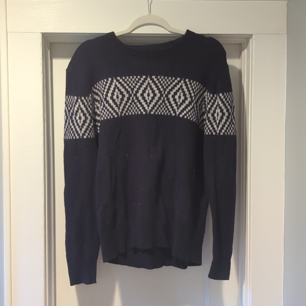 Men's J Crew Wool Winter Sweater Medium Navy
